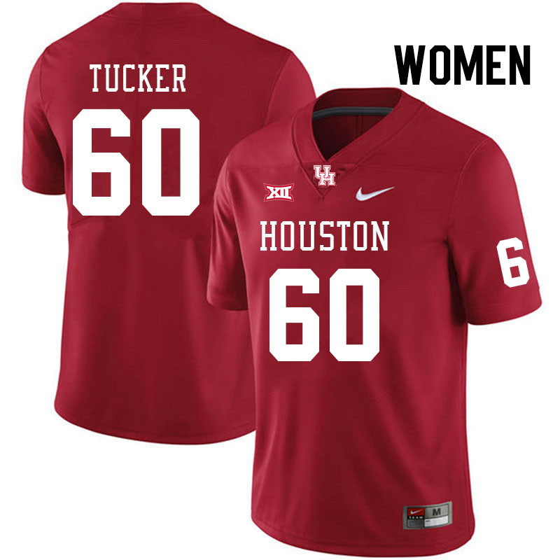 Women #60 Cross Tucker Houston Cougars College Football Jerseys Stitched Sale-Red